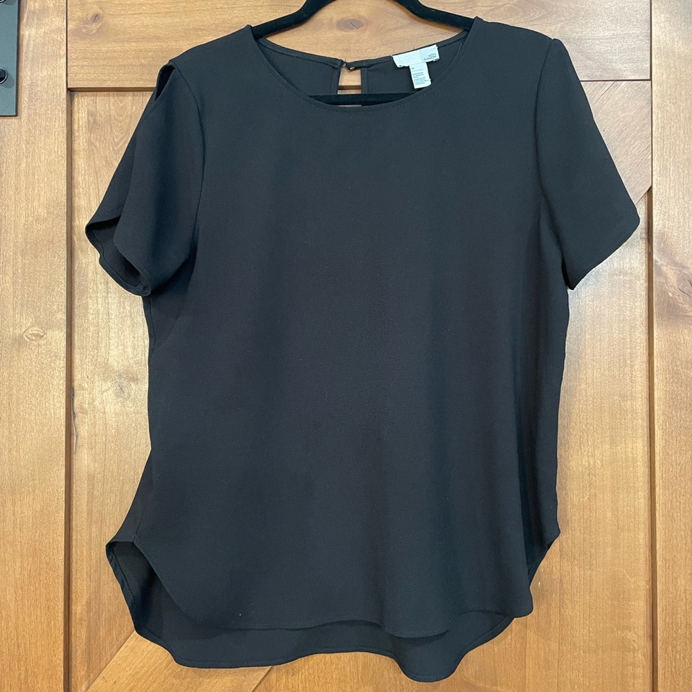 Solid black shirt sleeve blouse size m